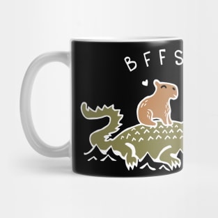 Capybara and Crocodile BFFS Best Friends Forever (White) Mug